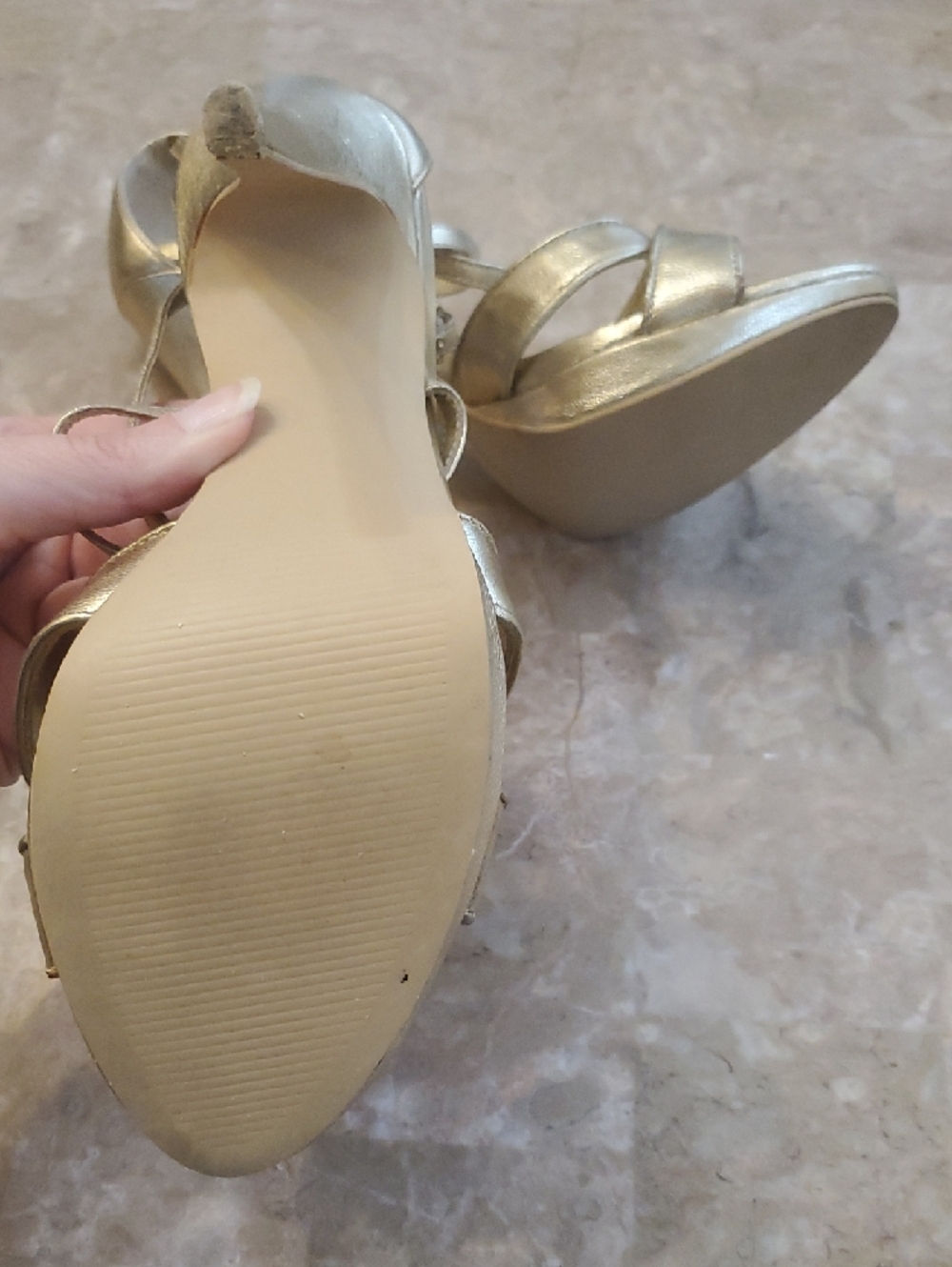 Lily Pulitzer Strappy Heels Gold Sandals Size 7 - Picture 5 of 13